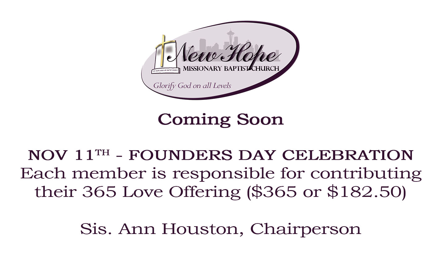 Founders Day – New Hope Missionary Baptist Church